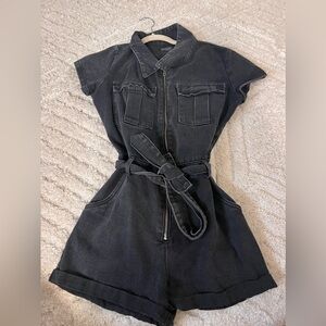 White fox denim romper